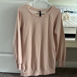 Light pink, long sleeve and lightweight sweatshirt